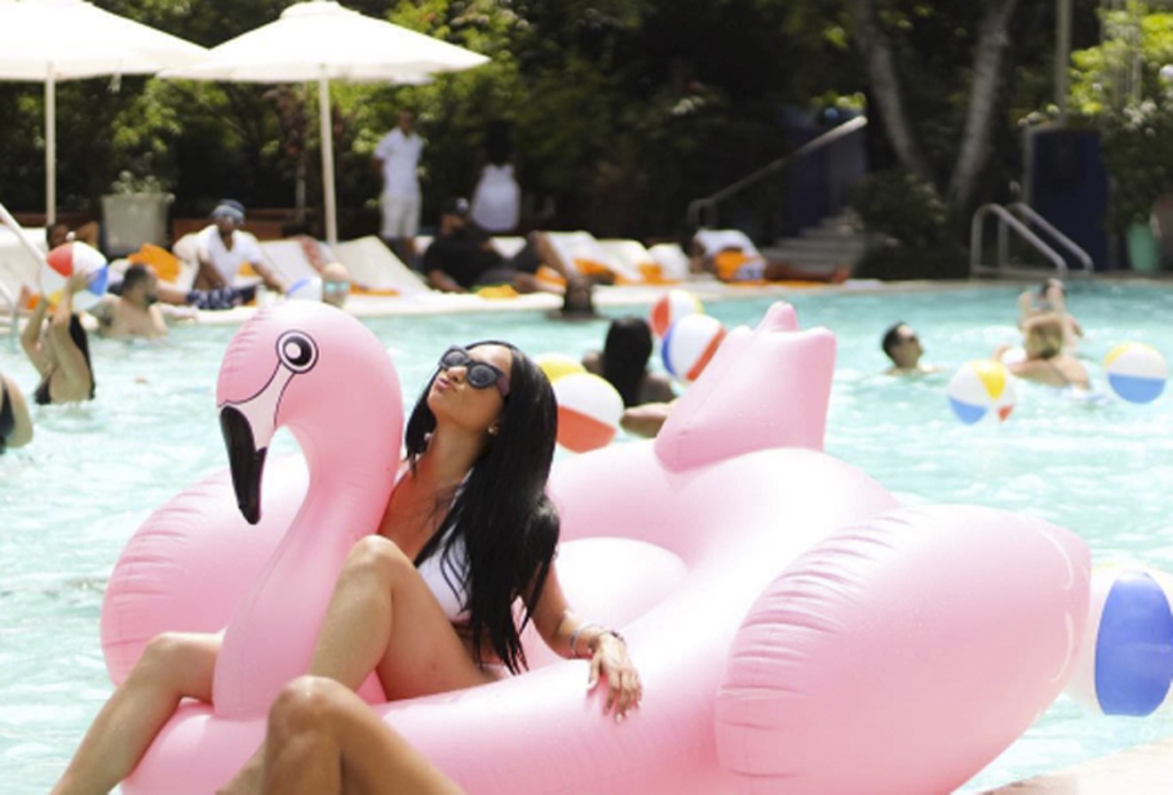 Flamingo loungin' at the Shore Club ranked on New Times' list of best pool parties.