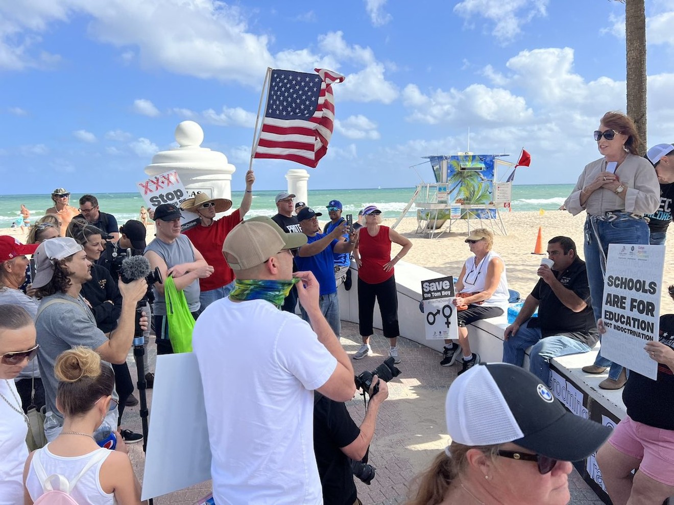 Brenda Fam, who was recently elected to the Broward County School Board, was spotted giving a speech at the "Protect Our Children" rally.