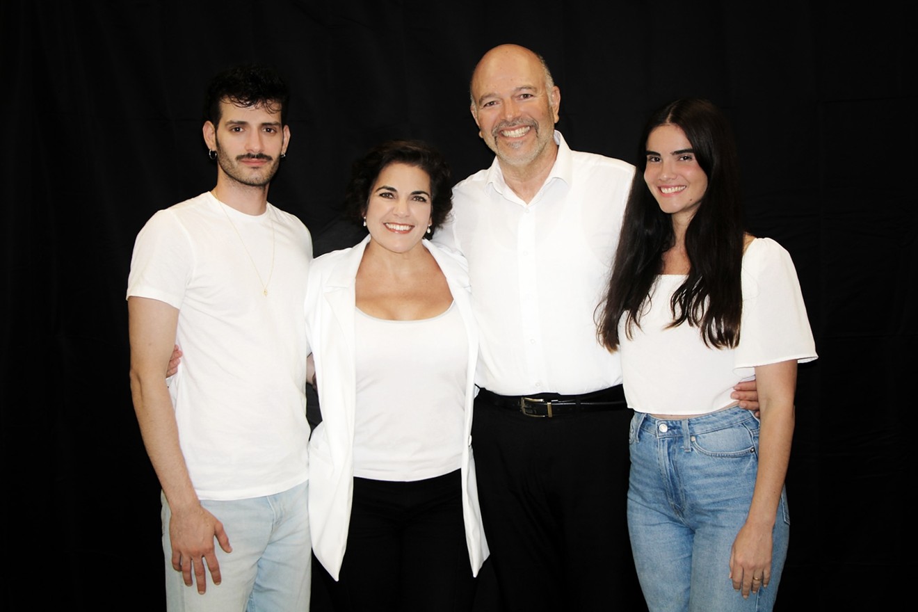 Ricky Saavedra, Grettel Trujillo, Carlos Acosta Milián, and Claudia Tomás are four of the six-member cast of A Park in Our House by Nilo Cruz.