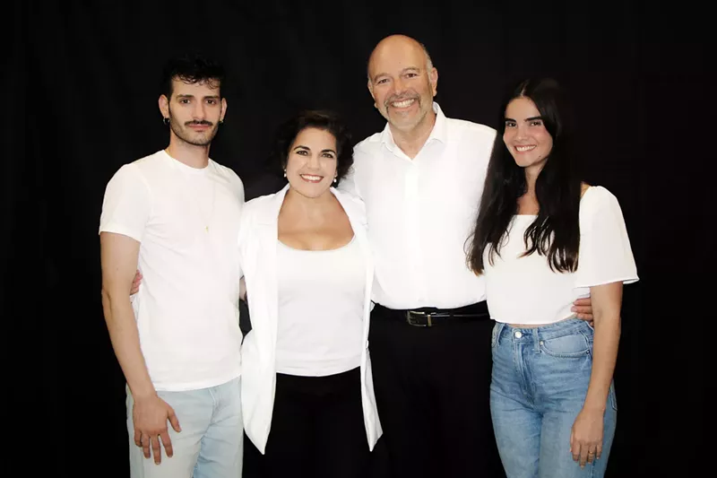 Image: Ricky Saavedra, Grettel Trujillo, Carlos Acosta Milián, and Claudia Tomás are four of the six-member cast of A Park in Our House by Nilo Cruz.