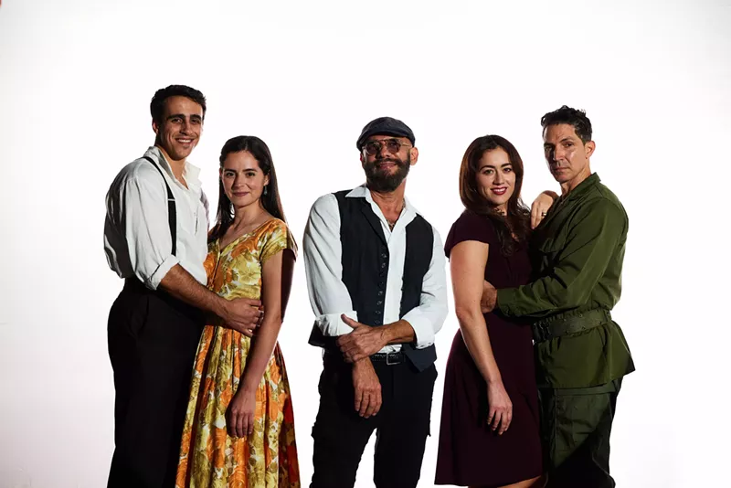 Image: The cast of Two Sisters and a Piano with playwright Nilo Cruz