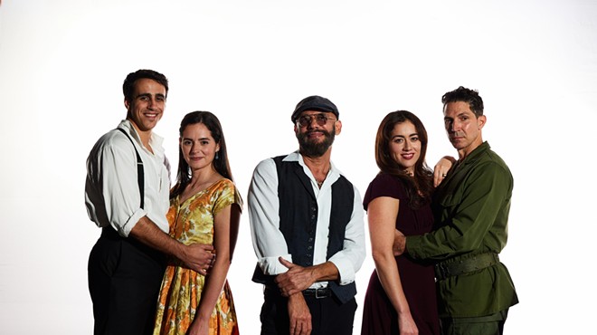 The cast of Two Sisters and a Piano with playwright Nilo Cruz