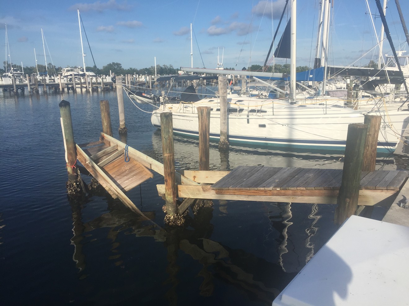 One of many docks in Dinner Key Marina that are still broken after Irma.