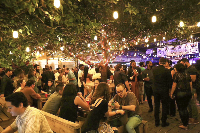 Wood Tavern's outdoor patio was always packed with people dancing and drinking.