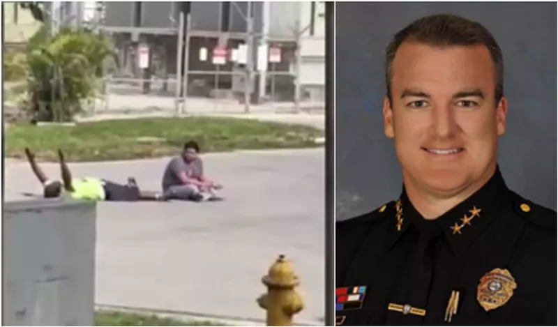 Image: Larry Juriga (right) has been filling in since Chief Gary Eugene was fired following the Charles Kinsey shooting.