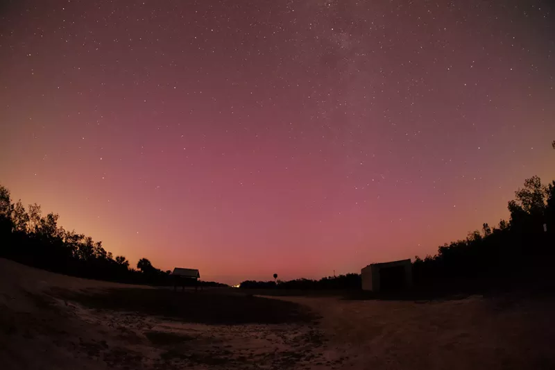 Image: color panorama of the aurora borealis, photographed during the geomagnetic solar flare event of May 10-12, 2024