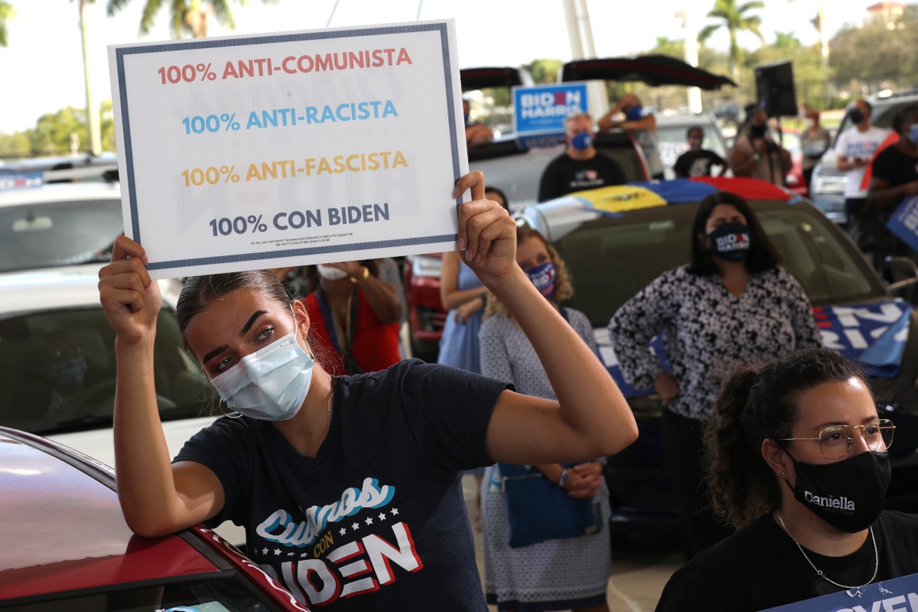Biden supporters gather at a drive-in voter mobilization event at Miramar Regional Park in October 2020.