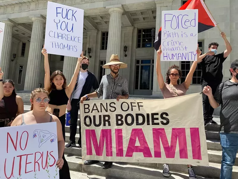 Image: A Bans Off Our Bodies rally outside the Miami-Dade County Courthouse on July 1