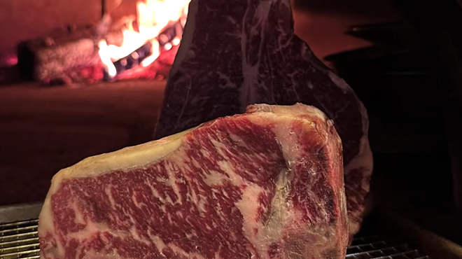 steak by open flame