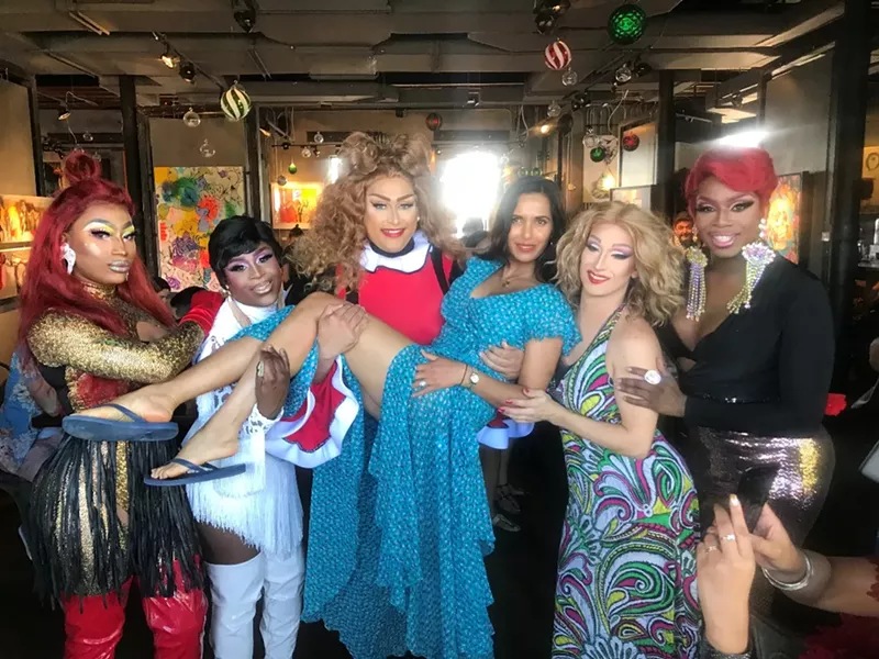 Image: Padma Lakshmi and the ladies of R House's drag brunch.