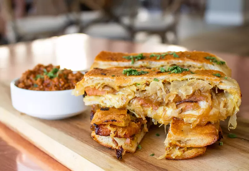 Image: Sandwiches on a wooden table