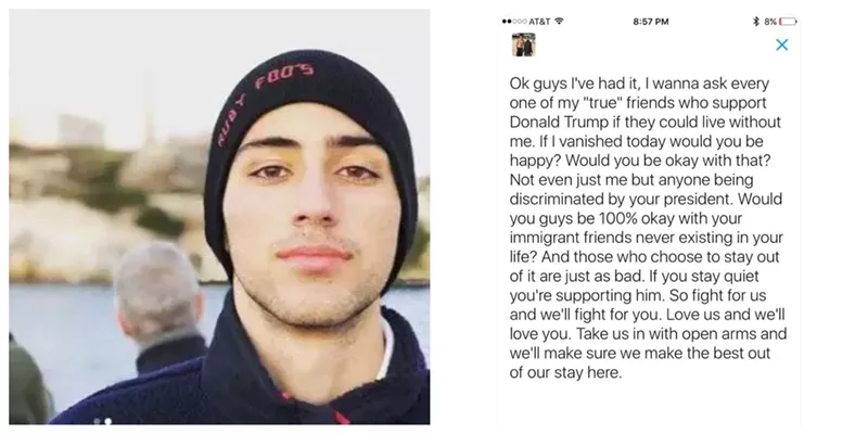 Image: Joaquin Oliver, one of the victims of the Parkland shooting, spoke out against Donald Trump's anti-immigrant stance.
