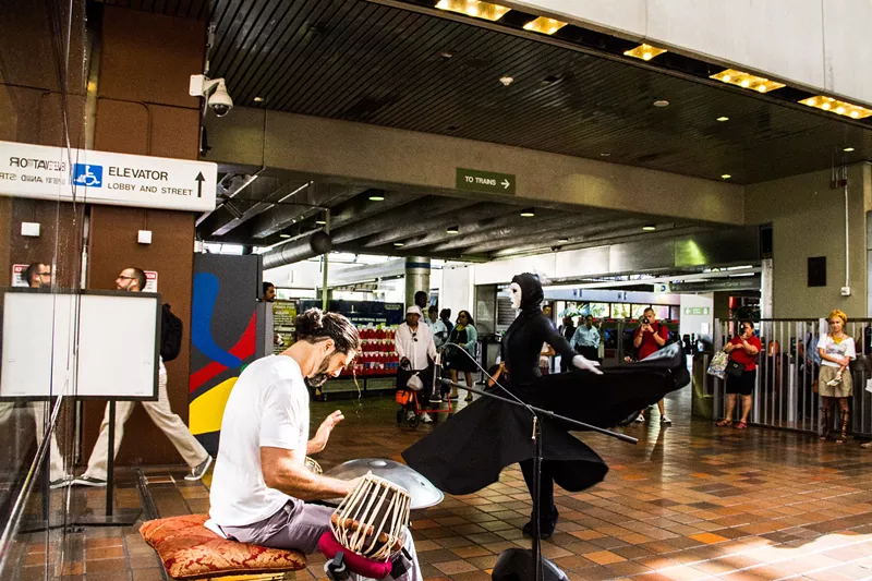 Image: The Wake Up Miami! performance series takes place every Monday morning at the Government Center Metrorail station.