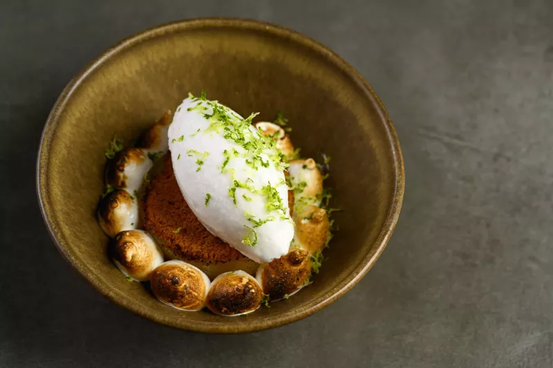 Image: Pez Loco's baked Miami is a tropical take on a baked Alaska.