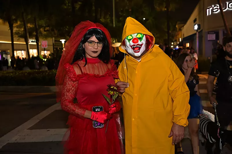 Image: People in costume on Halloween night on Lincoln Road in Miami Beach
