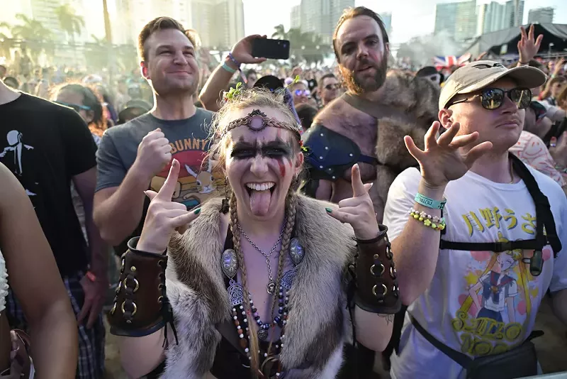 Image: Festivalgoer dressed in Viking clothing at Ultra Music Festival in Miami