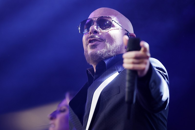 Pitbull performing during the 2024 WNBA All Star Game in Phoenix on July 20, 2024.