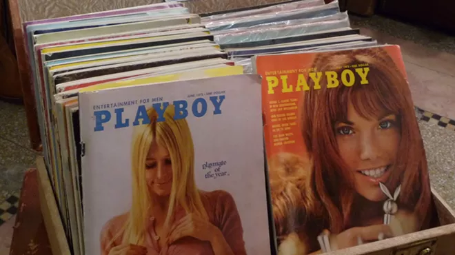 a chest with vintage Playboy magazines