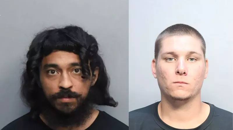 Image: Jonathan Alexander Casanova (left) and Javier Jesus Lopez are charged with assaulting a Republican canvasser in Hialeah.