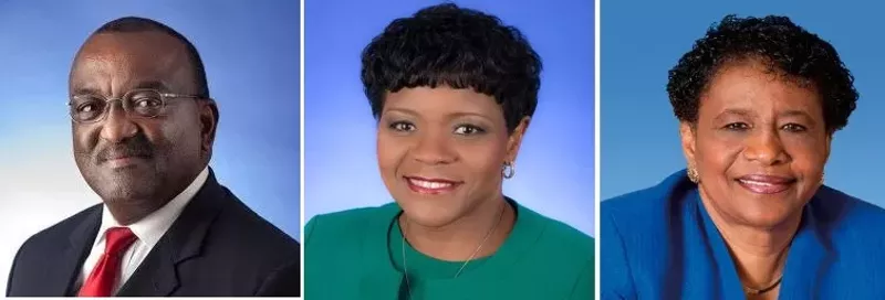 Image: Dennis Moss, Audrey Edmonson, and Barbara Jordan