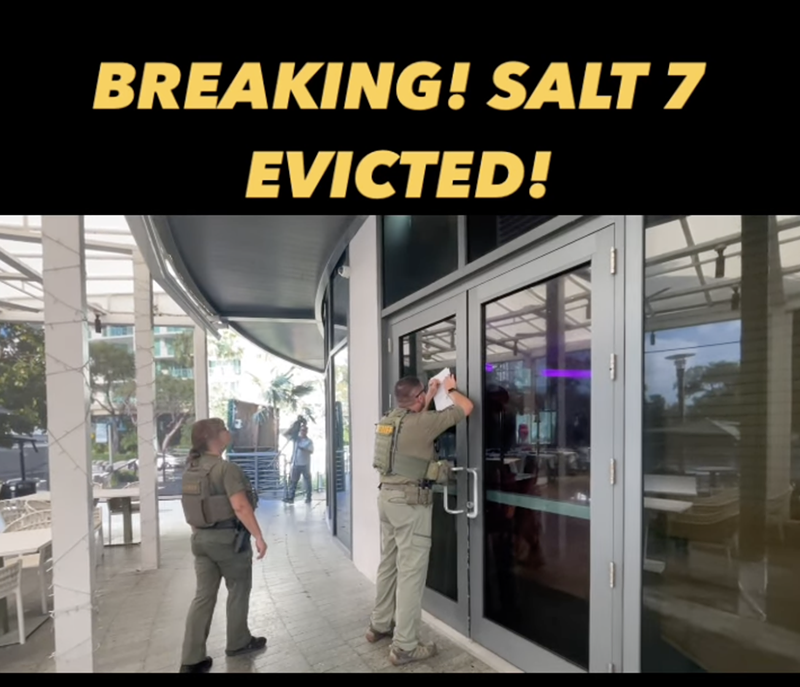 Image: WPLG Local 10 News reporter Jeff Weinsier was on the scene on April 1 as Salt 7 was evicted from the property