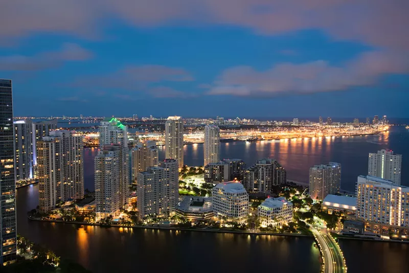 Image: The Miami skyline after sunset.