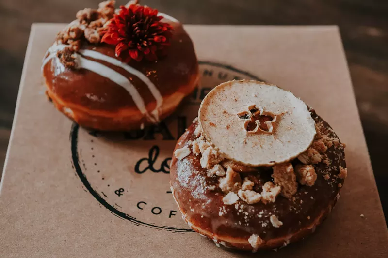 Image: Limited-edition Thanksgiving doughnuts include pecan pie cheesecake and apple crisp.