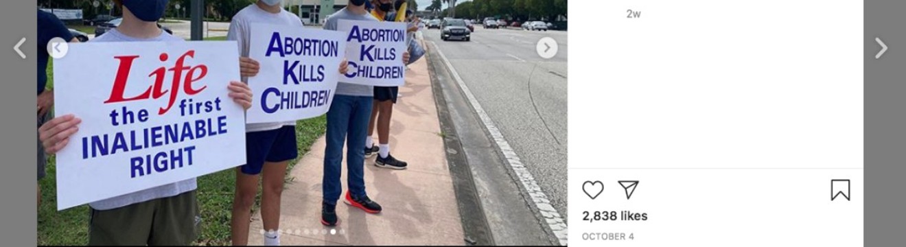 Students with the Respect Life Ministry at Belen Jesuit participated in a pro-life rally on October 4.