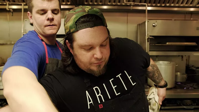 Image: The brotherhood is real between chefs Justin Flit (left) and Michael Beltran.