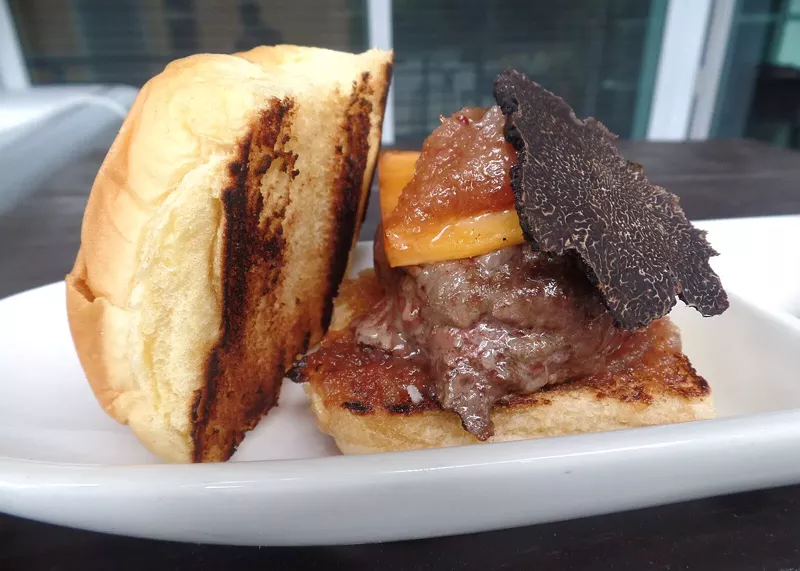 Image: Beef sliders, which come with truffle fries.
