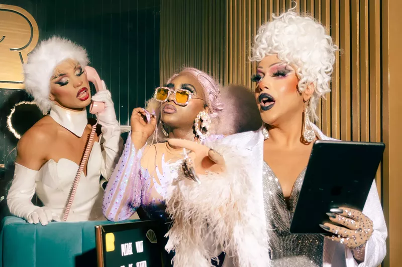 Image: Drag queens at the hostess stand at R House in Miami