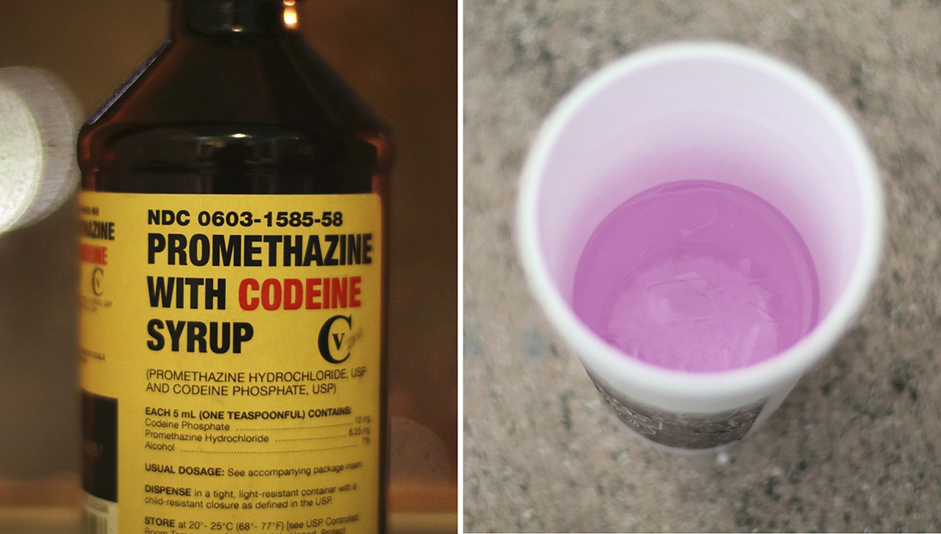 Promethazine with codeine syrup is typically mixed with Sprite to make lean, AKA purple drank, which is often sipped from a double-stacked Styrofoam cup, AKA a double cup.