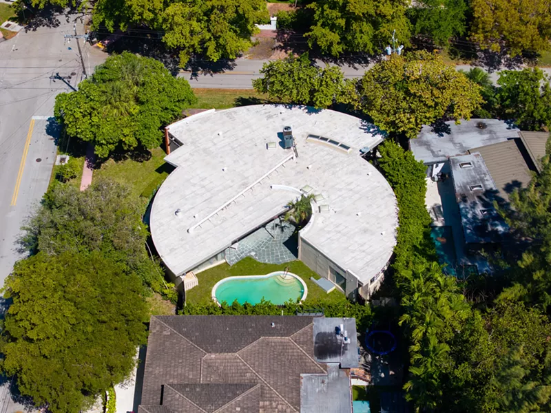 Image: An aerial view of Morris Lapidus' home on Michigan Avenue in Miami Beach