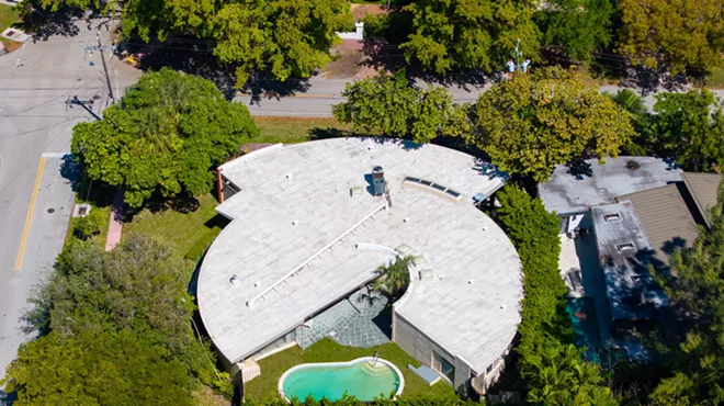 An aerial view of Morris Lapidus' home on Michigan Avenue in Miami Beach
