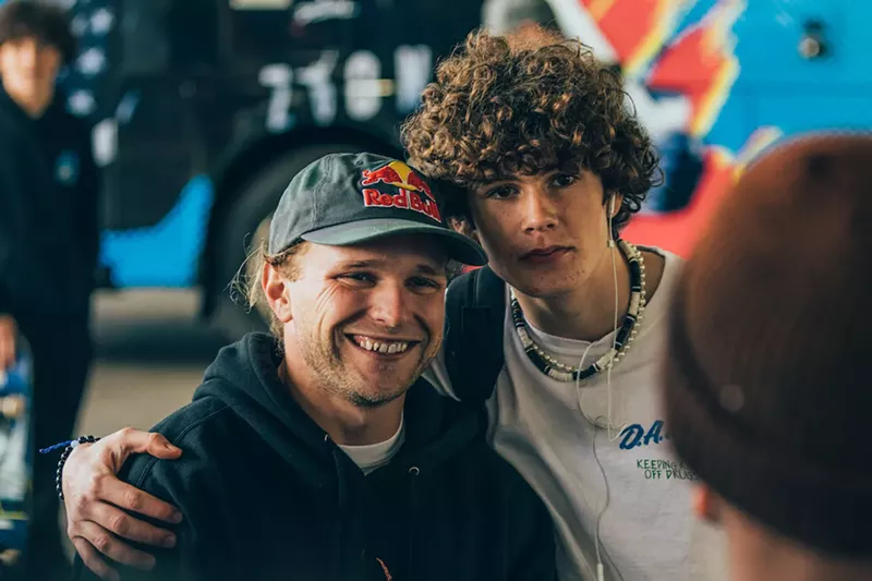 Image: Jamie Foy (left) poses with a fan at last year's Red Bull Drop In Tour stop in Miami.