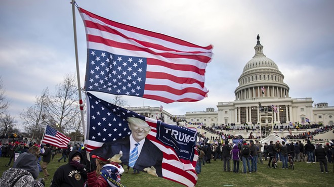 An upside flag flies in Washington, D.C., before