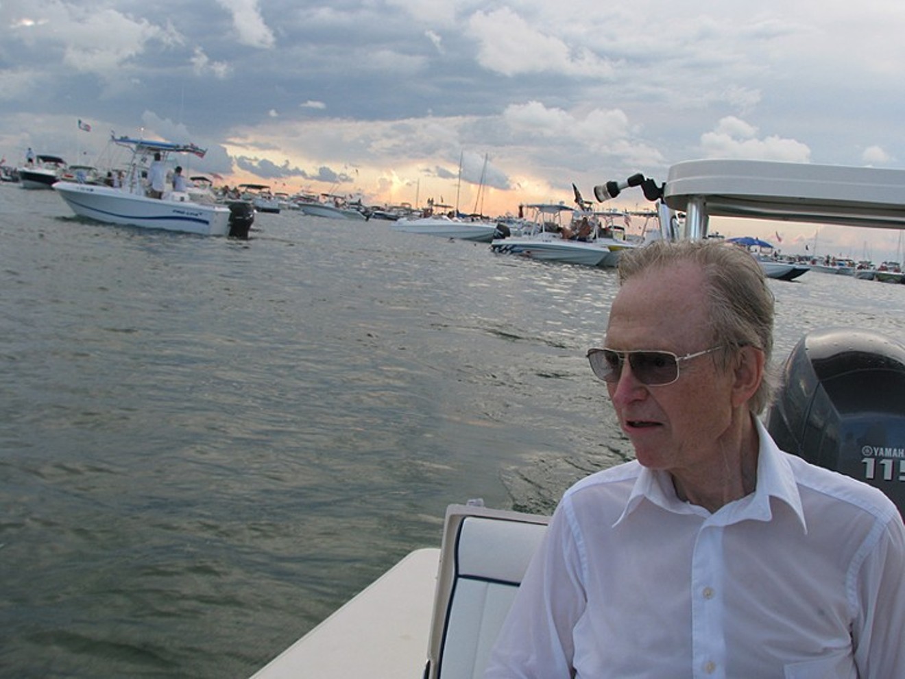 Tom Wolfe visiting Miami's Columbus Day Regatta.