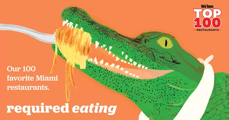 Image: Illustration of an alligator eating spaghetti