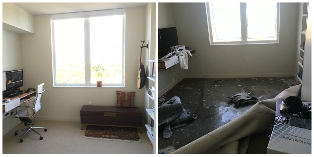 Stephen Dietz's Fort Lauderdale apartment before and after Hurricane Irma.