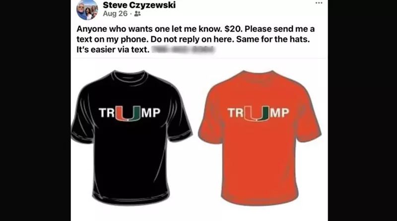 Image: Screenshot of Trump UM shirts