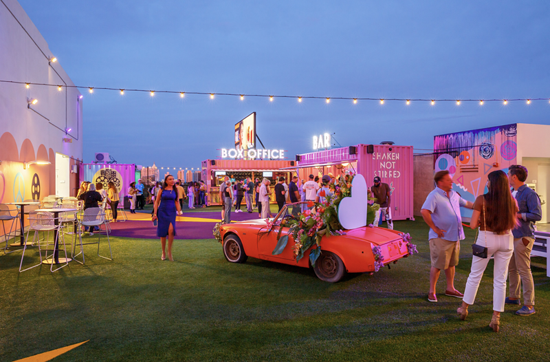 Image: Rooftop Cinema Club launches a happy hour lounge featuring $10 craft cocktails, bar bites, and stunning skyline views in Miami Beach on Lincoln Road.