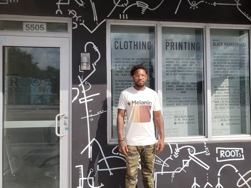 Image: Danny Agnew in front of the new Roots Collective Black House opening November 10 in Liberty City.
