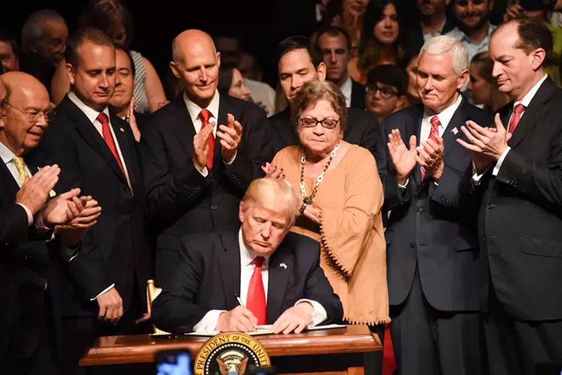 Image: Donald Trump announced his Cuba policy at the Manuel Artime Theater in Little Havana. See more photos of Trump's Cuba announcement here.