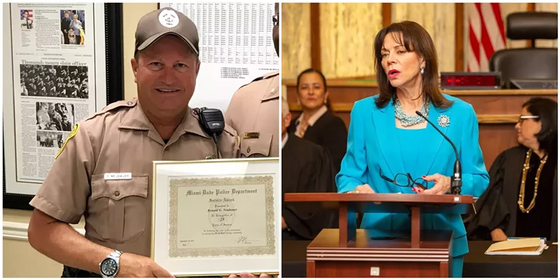 Image: Miami-Dade police Officer Ronald Neubauer (left) dodged charges from State Attorney Katherine Fernandez Rundle (right).