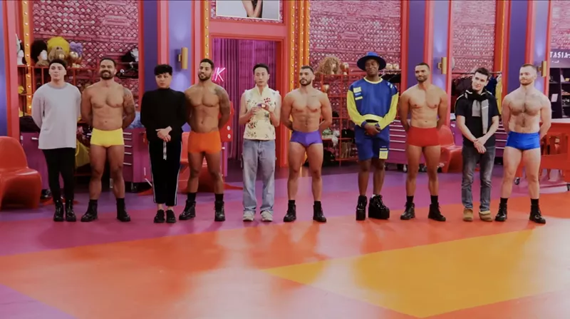 Image: The contests of RuPaul's Drag Race lineup in the Werk Room