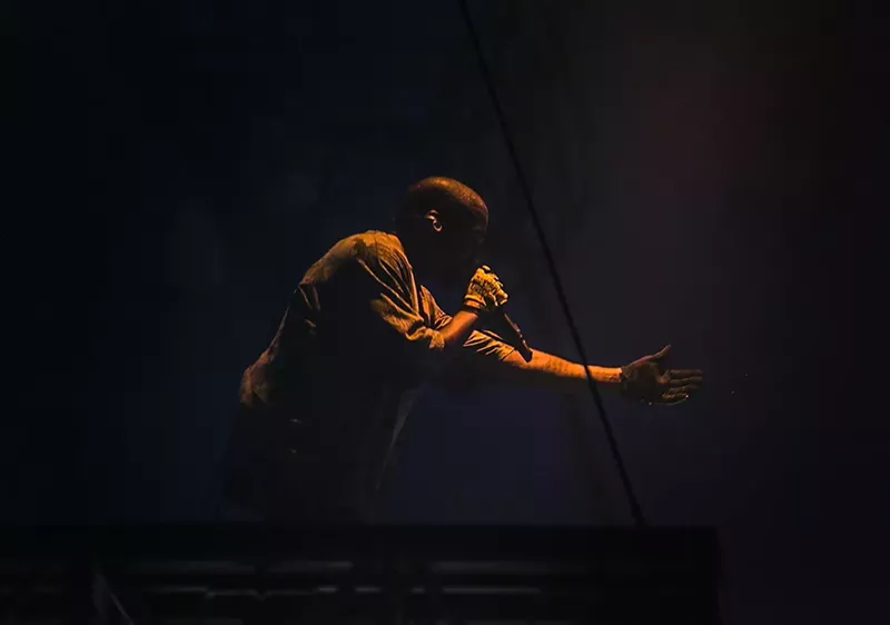 Image: Kanye West performing at the American Airlines Arena during the 2016 Saint Pablo Tour.