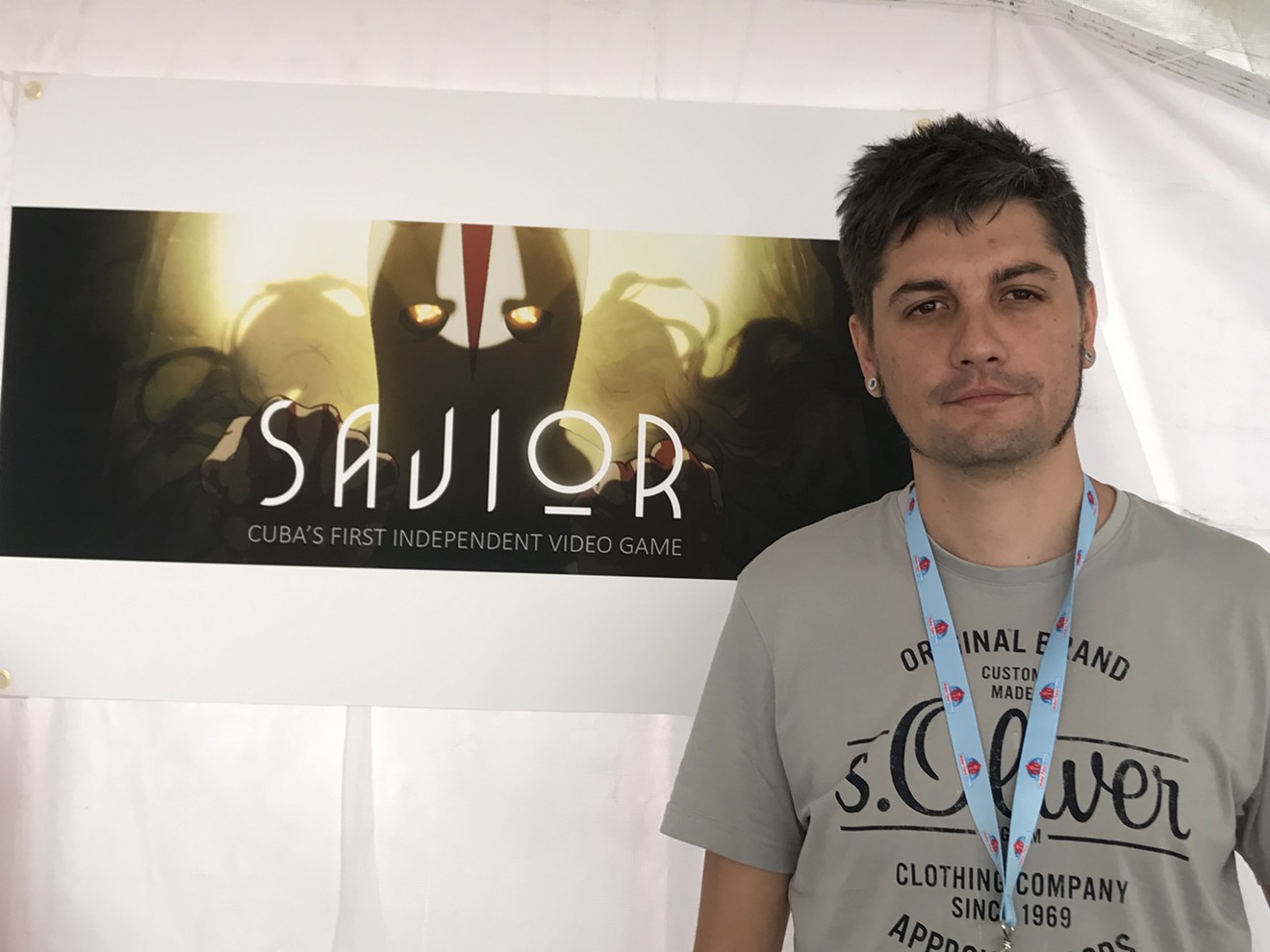 Josuhe Pagliery presents his videogame Savior at Miami Maker Faire.