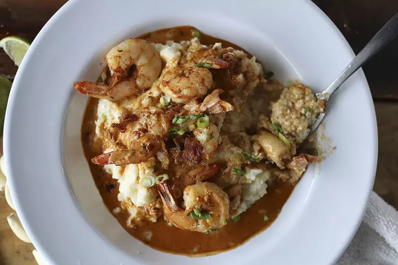 Image: The shrimp and grits entr&eacute;e is delightful. See more photos from Captain Jim's Seafood here.