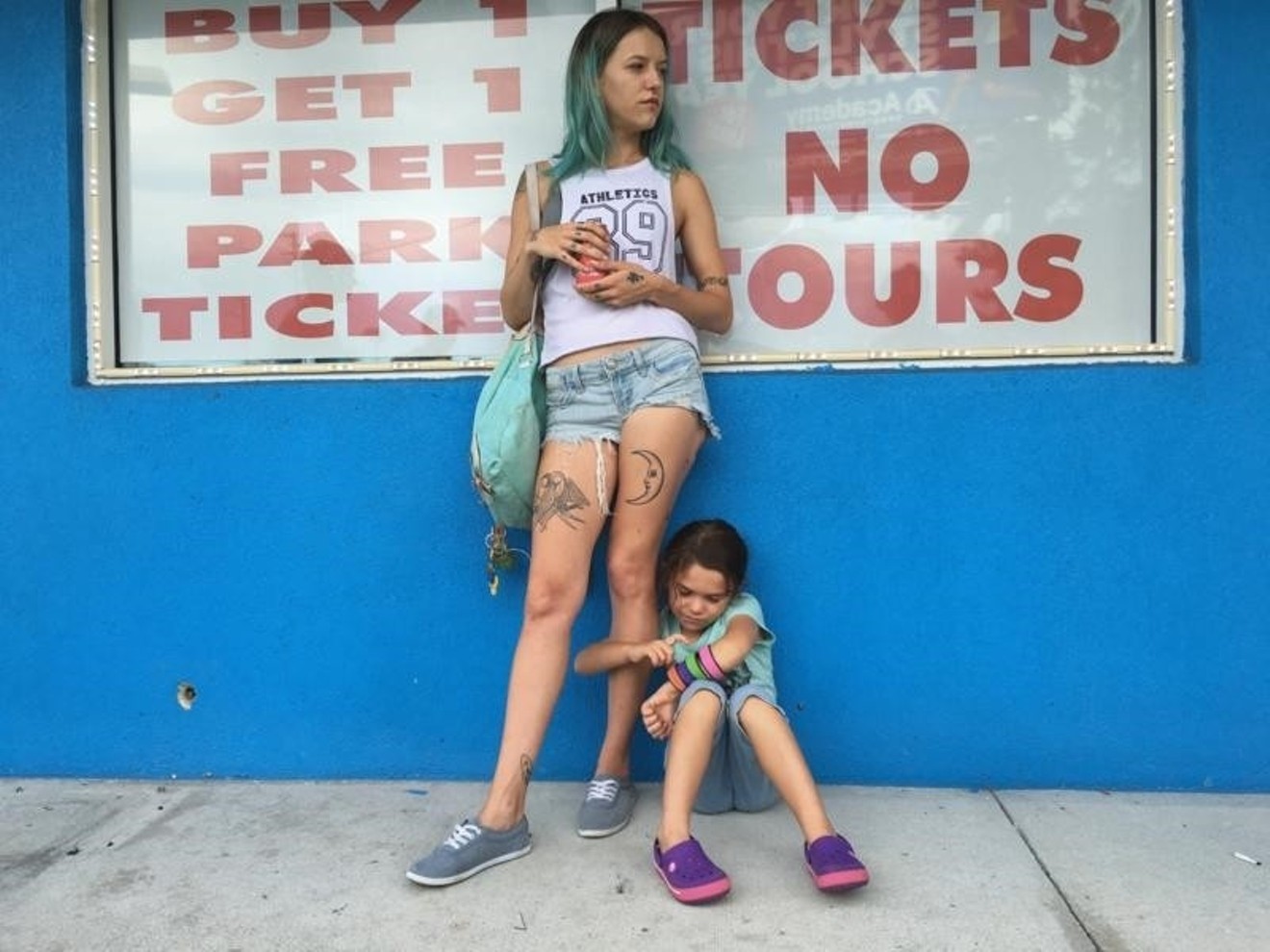 In The Florida Project, Bria Vinaite (left) and Brooklynn Prince play a mother and daughter who are creating their own fantasy world while living in the Magic Kingdom Motel.