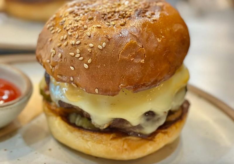 Image: One of chef Sean Brock's signature hickory cheeseburgers.
